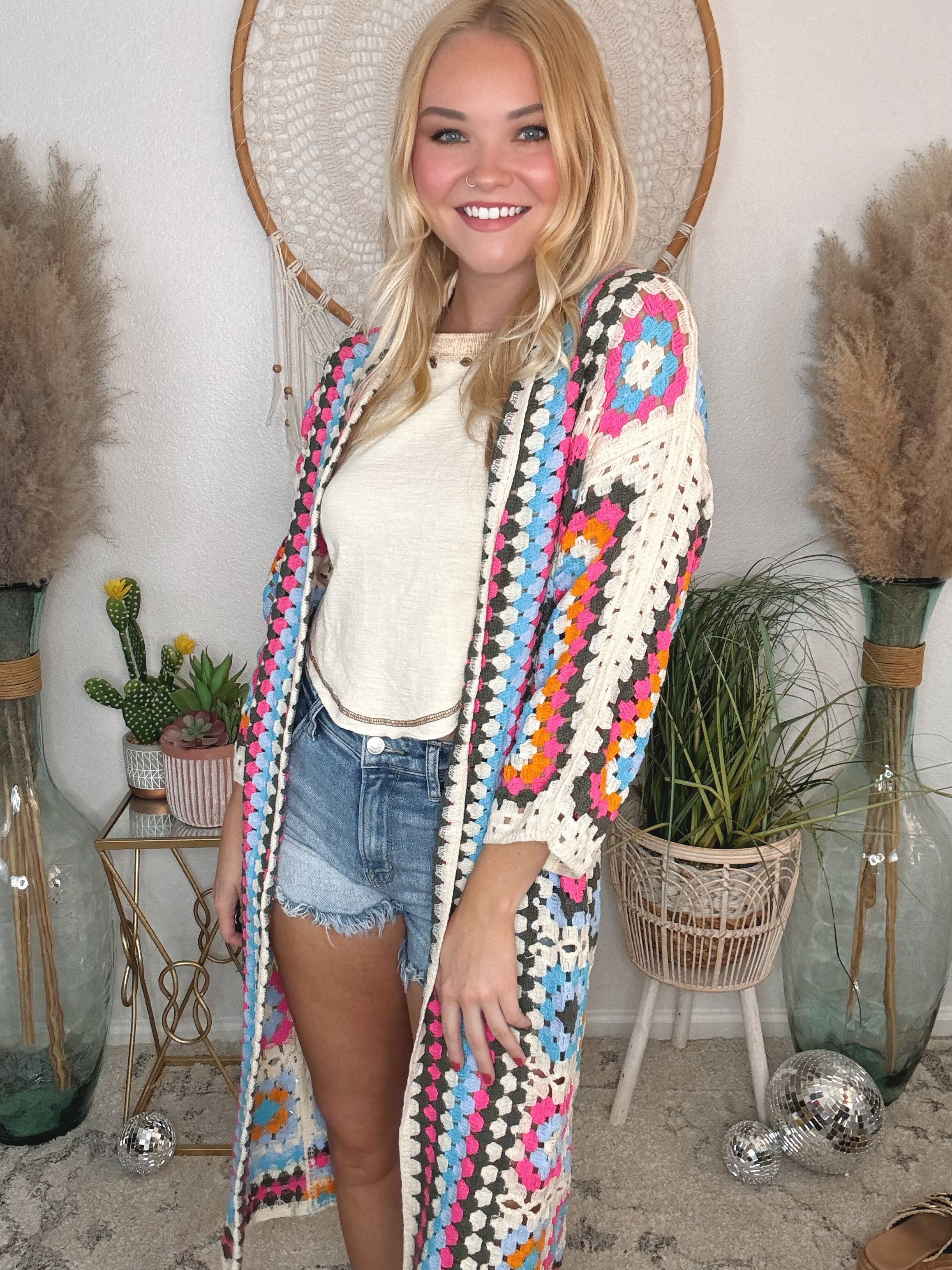 Soulful Wanderer Crochet Duster-Cream