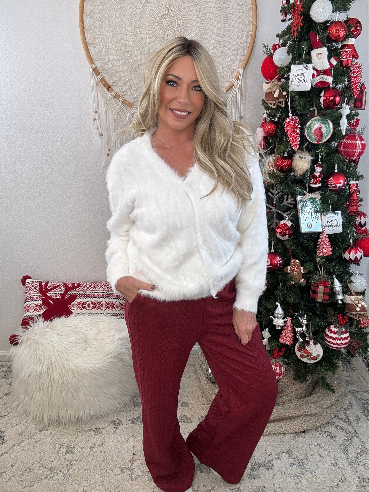 Winter Luxe Fur Cardigan-White