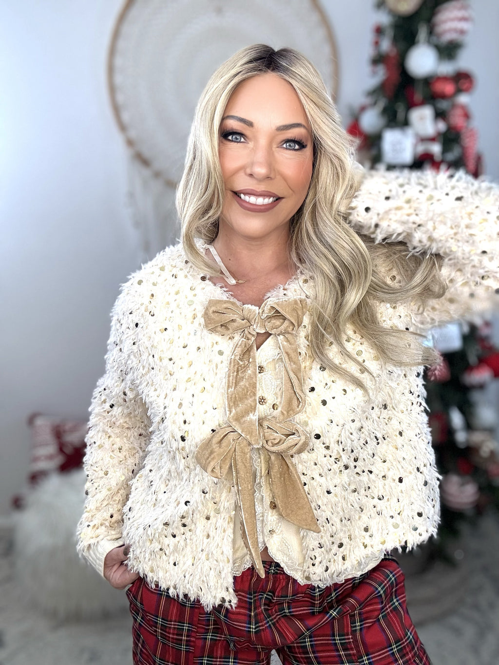 The Glimmer Knit Cardigan-Champaigne