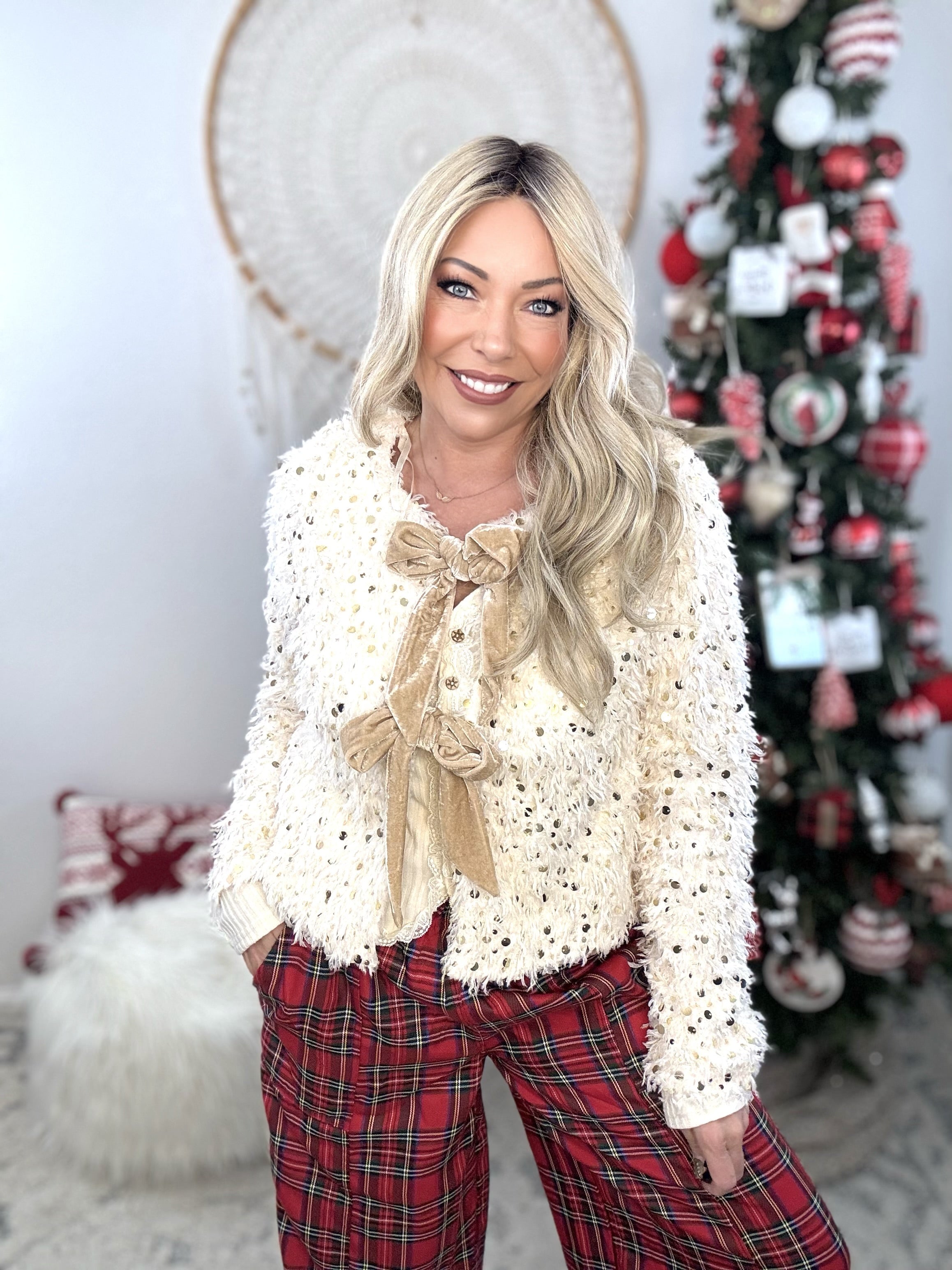 The Glimmer Knit Cardigan-Champaigne