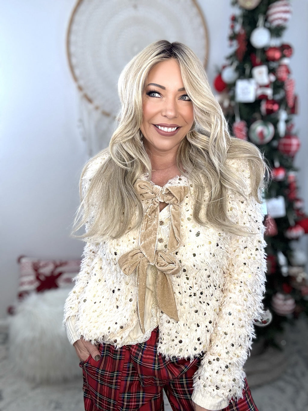 The Glimmer Knit Cardigan-Champaigne