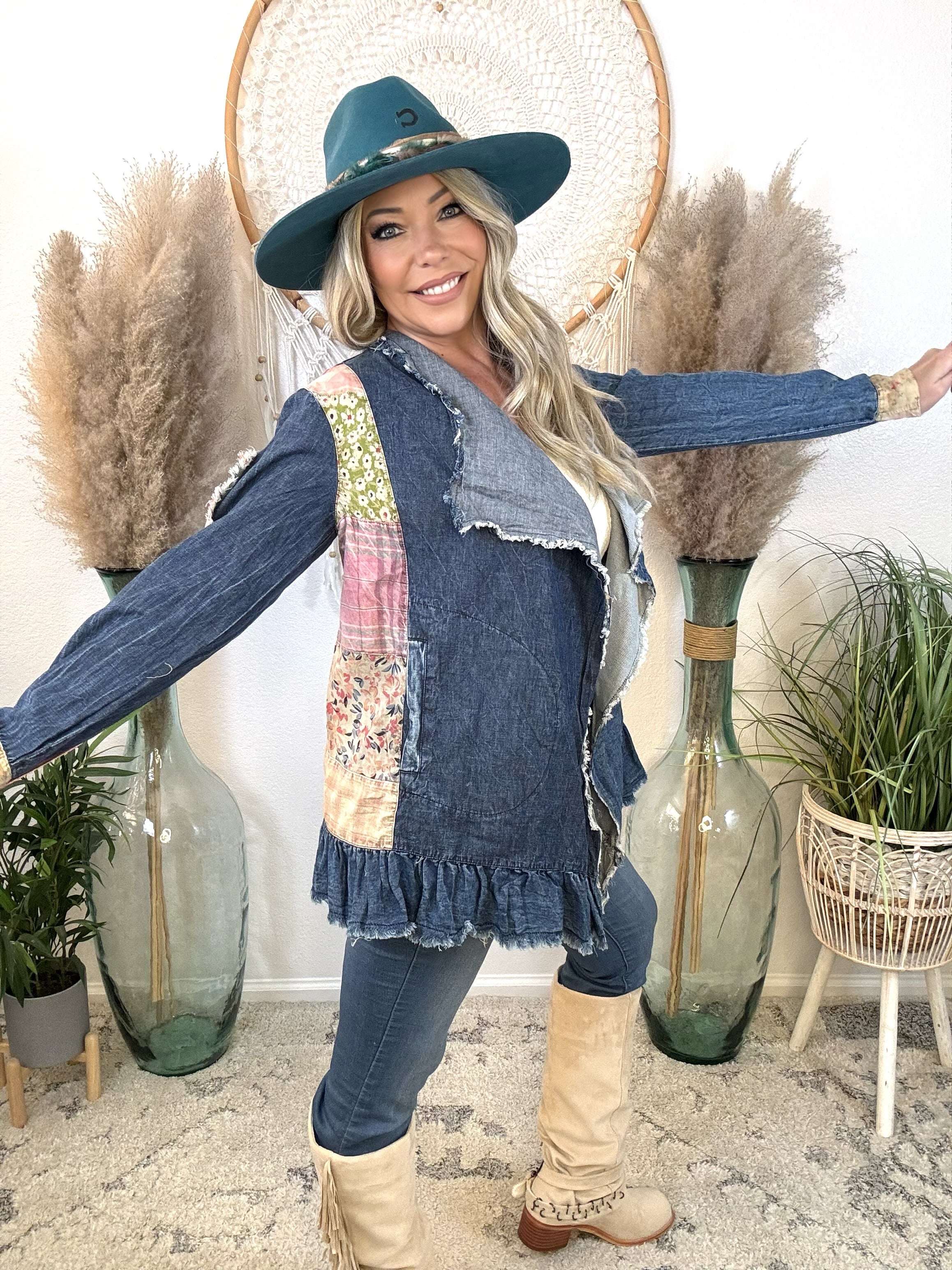 Stitched Journey Denim Kimono