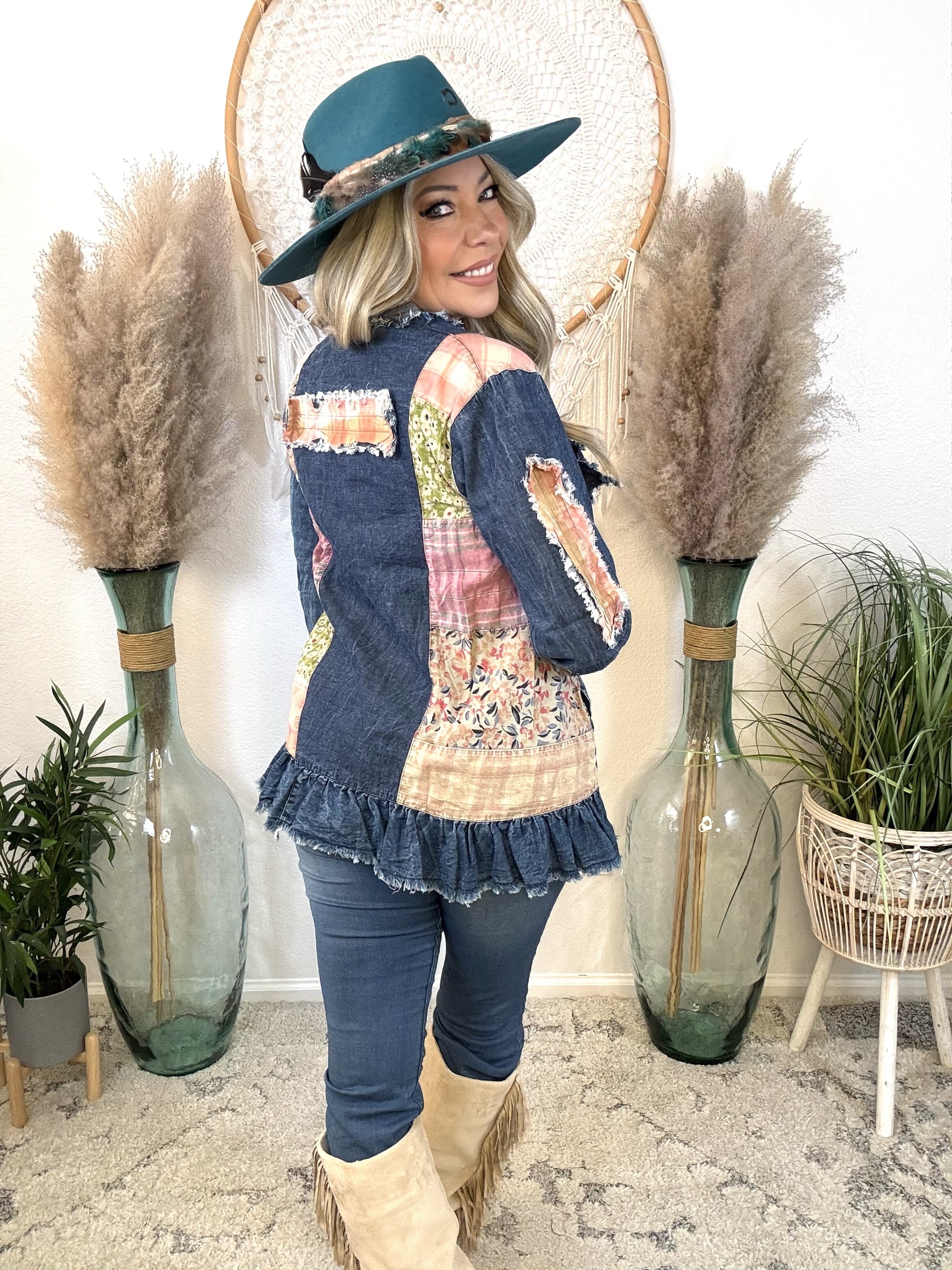 Stitched Journey Denim Kimono