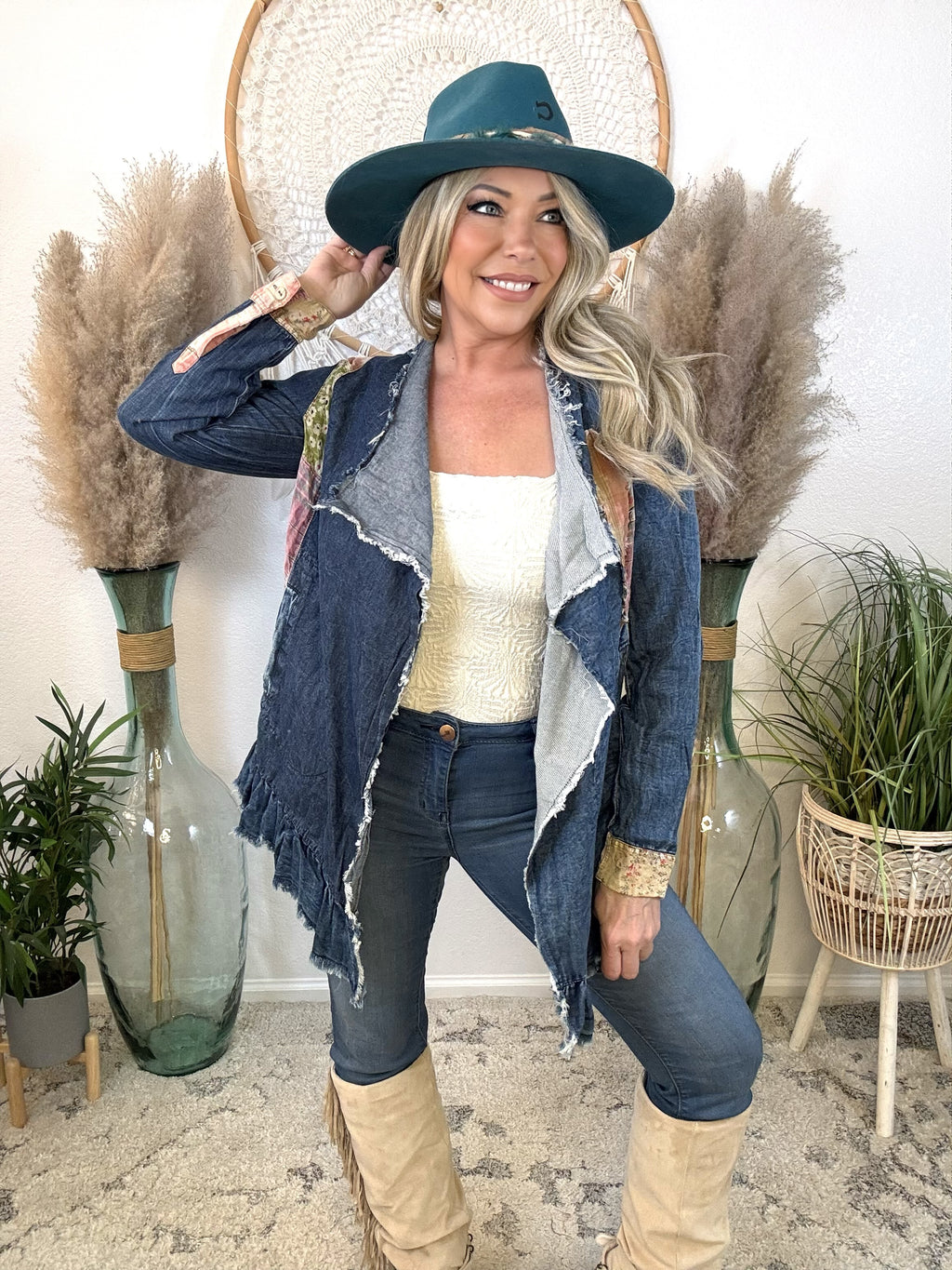 Stitched Journey Denim Kimono