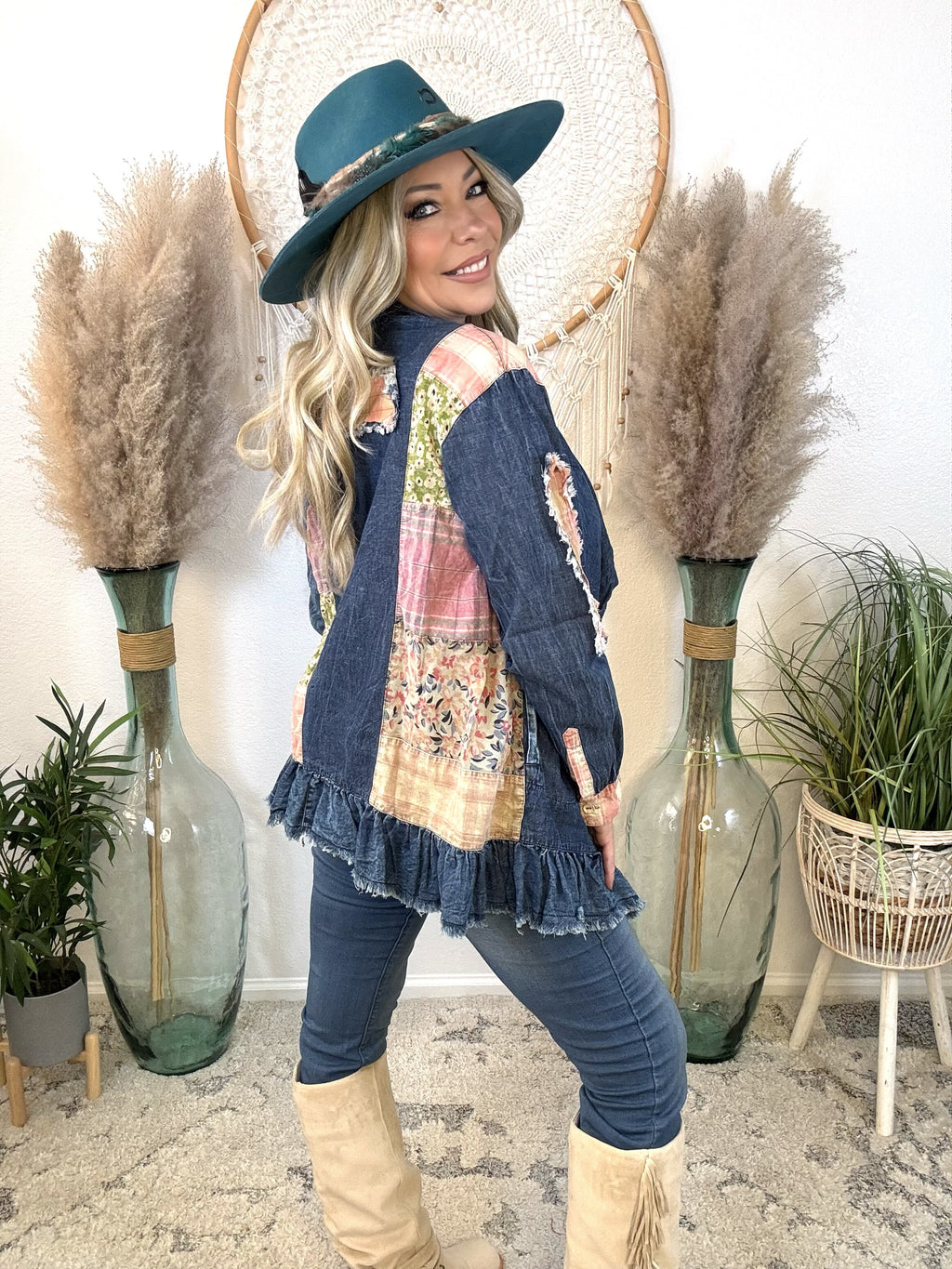 Stitched Journey Denim Kimono
