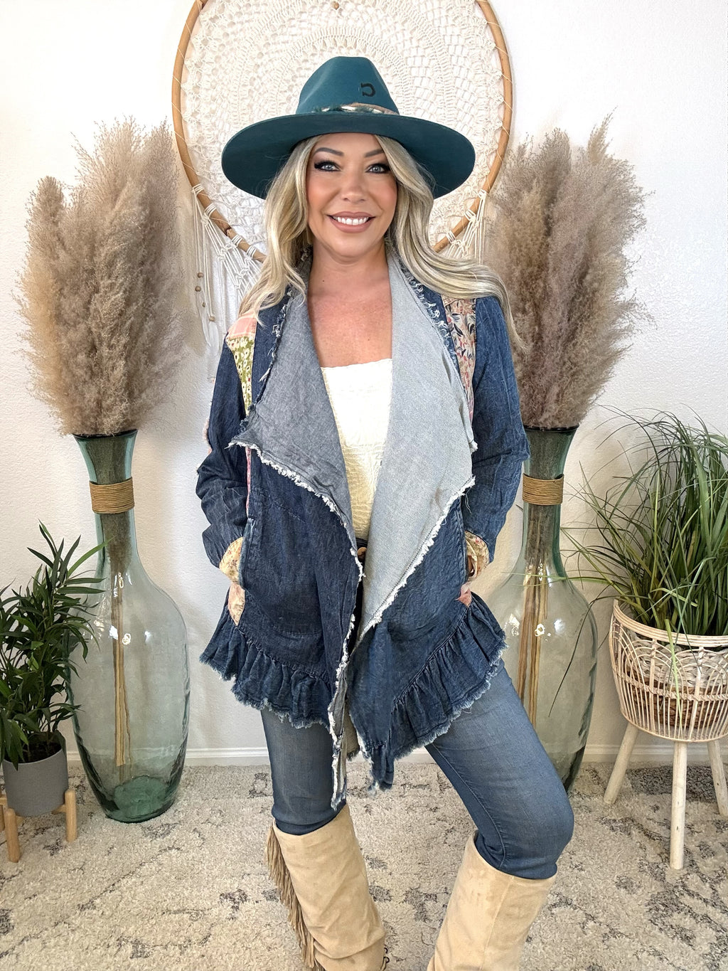 Stitched Journey Denim Kimono