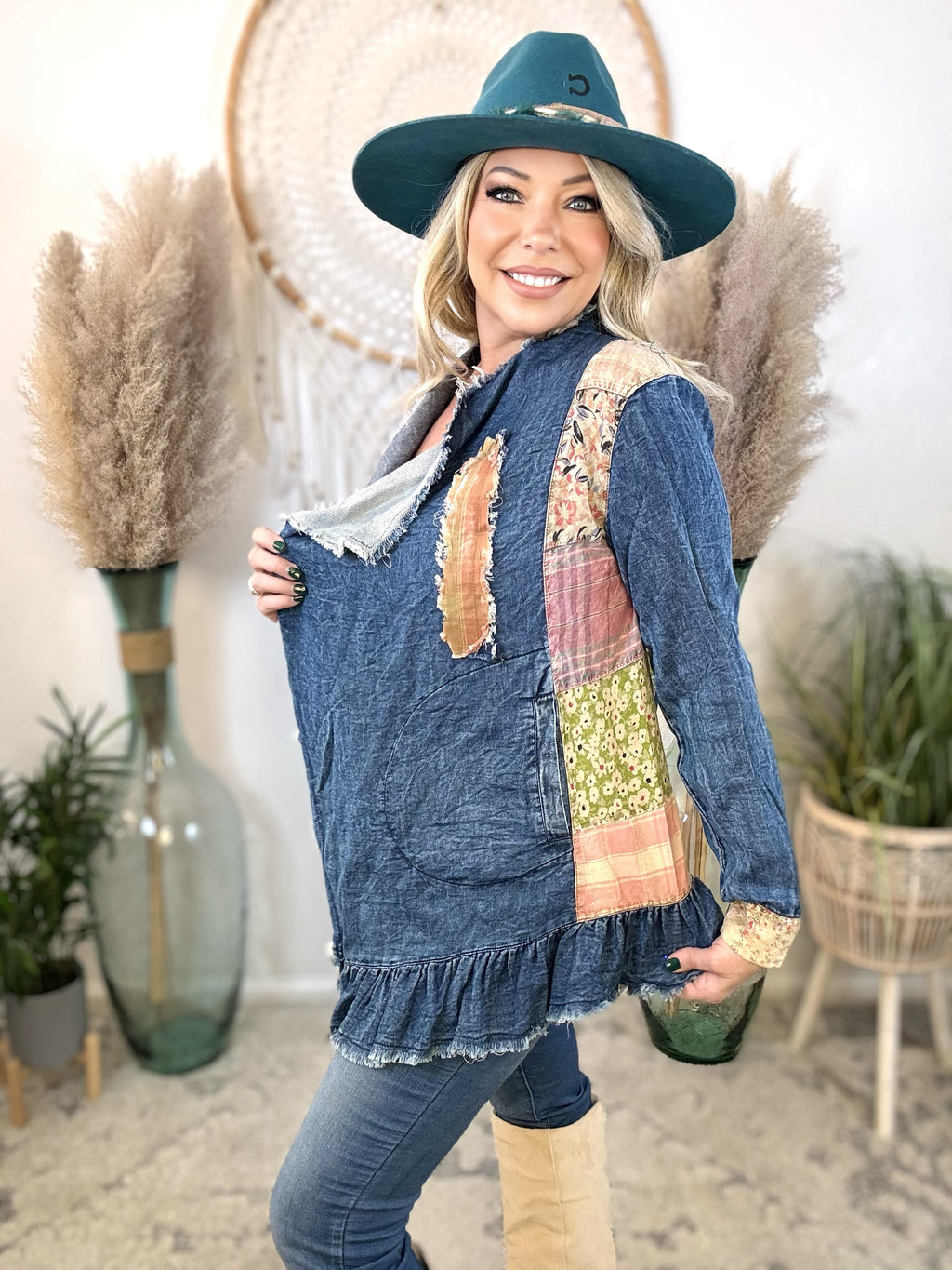 Stitched Journey Denim Kimono