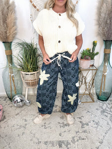 Paisley Petal Denim Joggers