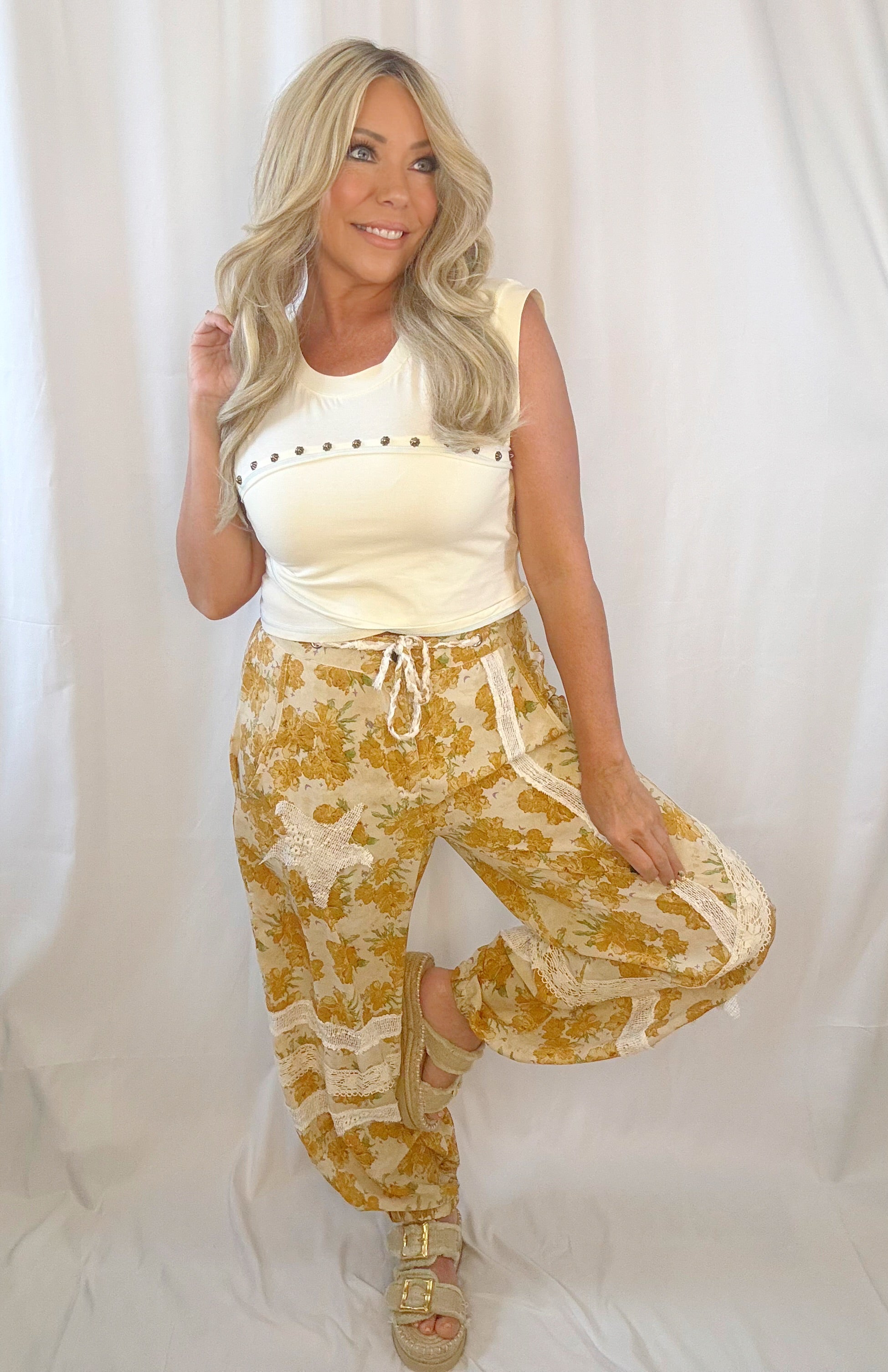 Soft Edge Studded Tee-Ivory