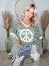 Load image into Gallery viewer, Peace Oasis Crochet Sweater-Sage
