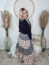 Load image into Gallery viewer, Soft Life Plaid Maxi Skirt-Navy
