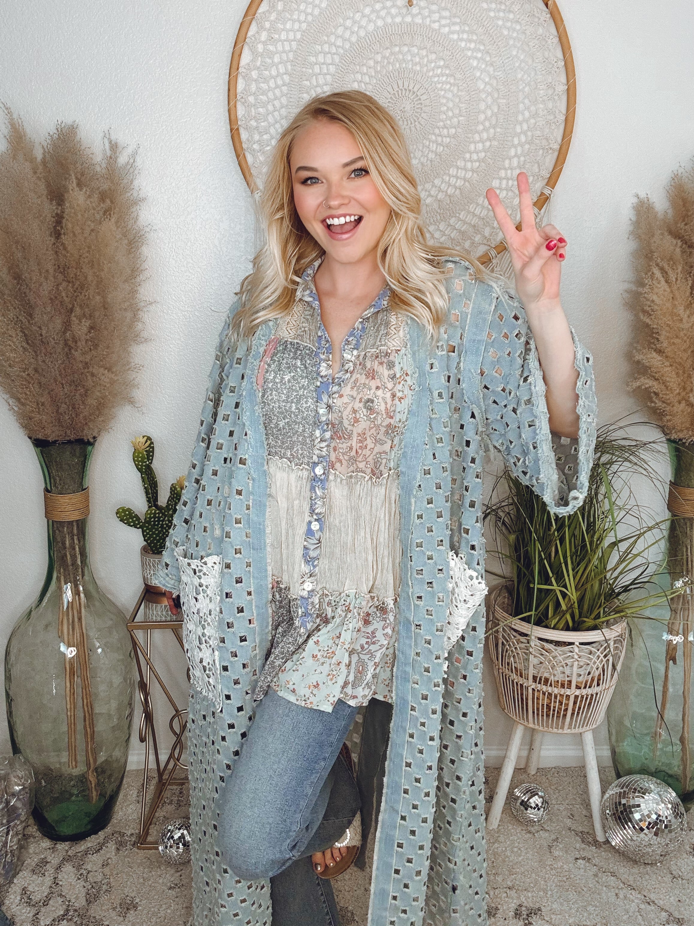 Artful Allure Denim Kimono