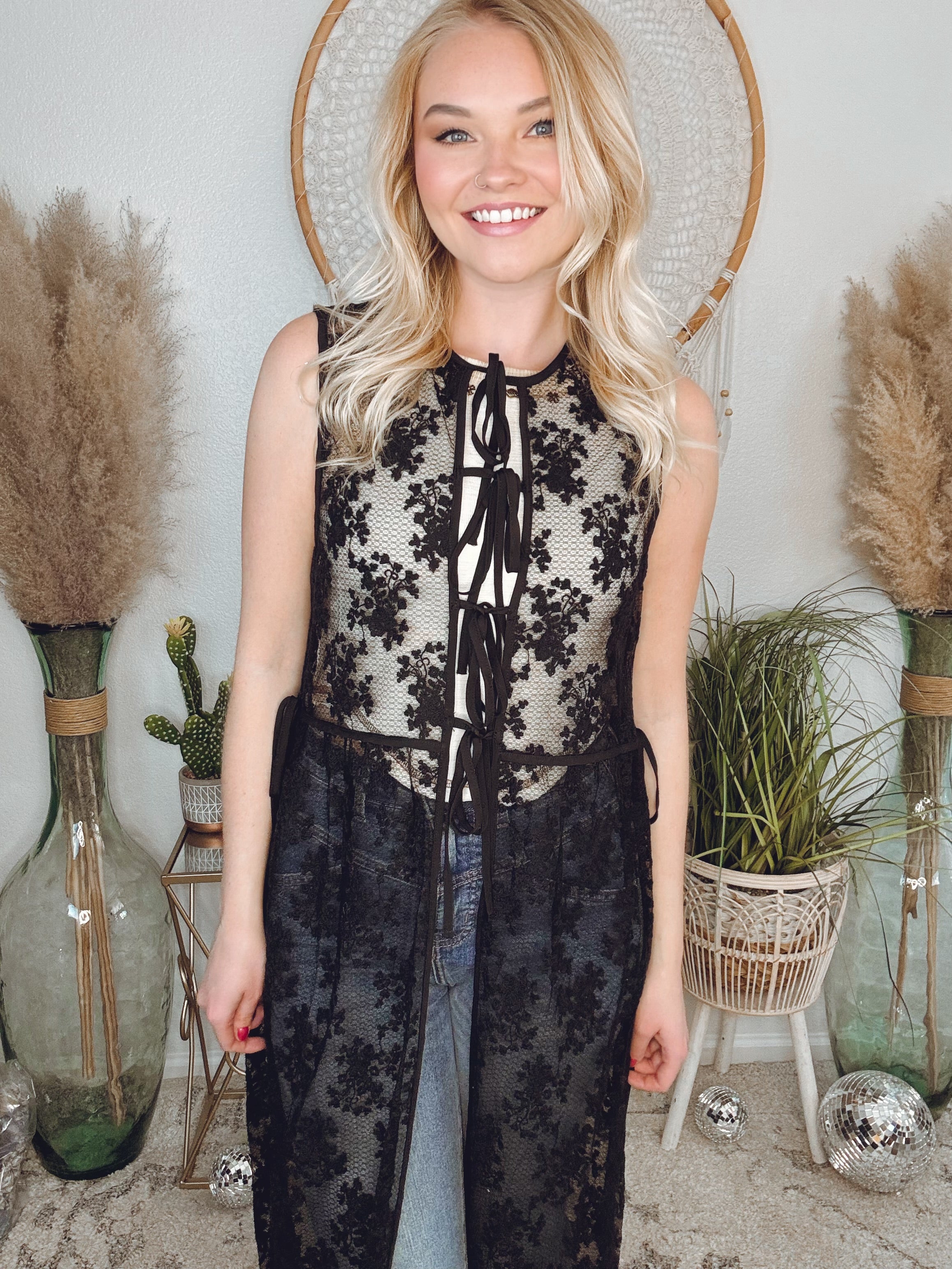 Heaven Sent Lace Kimono-Black