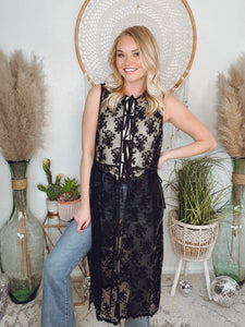 Heaven Sent Lace Kimono-Black