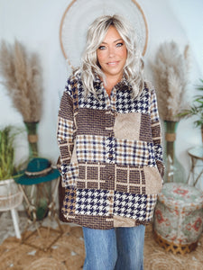 Checkered Charm Brushed Jacket