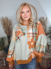 Load image into Gallery viewer, Good Mood Floral Patchwork Top-Mocha
