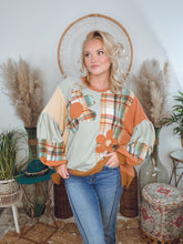 Load image into Gallery viewer, Good Mood Floral Patchwork Top-Mocha
