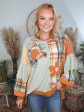 Load image into Gallery viewer, Good Mood Floral Patchwork Top-Mocha
