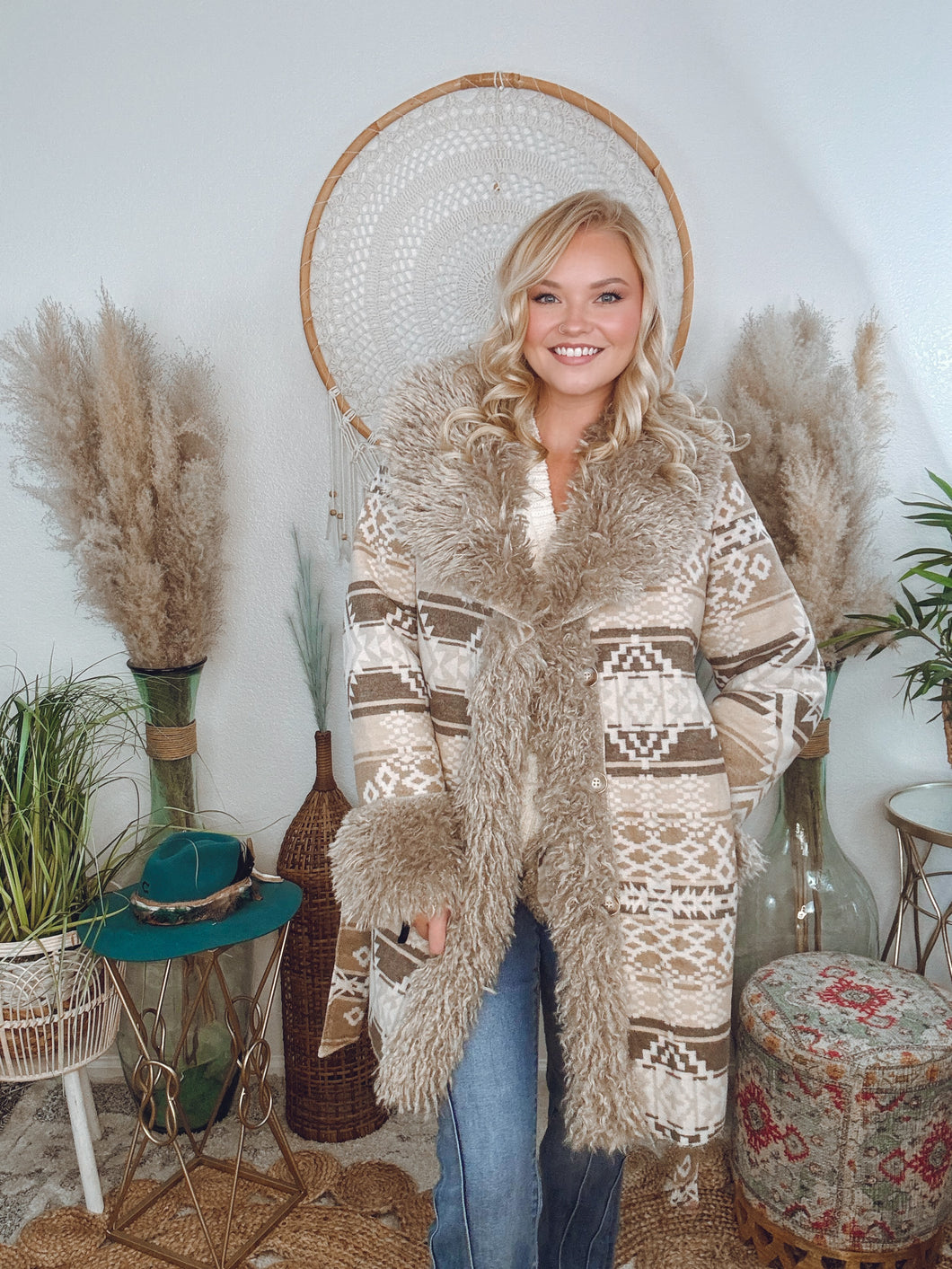 Yellowstone Aztec Fur Lined Coat