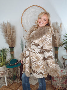 Yellowstone Aztec Fur Lined Coat