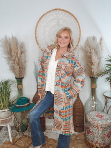 Yellowstone Aztec Coat-Teal Mix