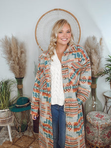 Yellowstone Aztec Coat-Teal Mix