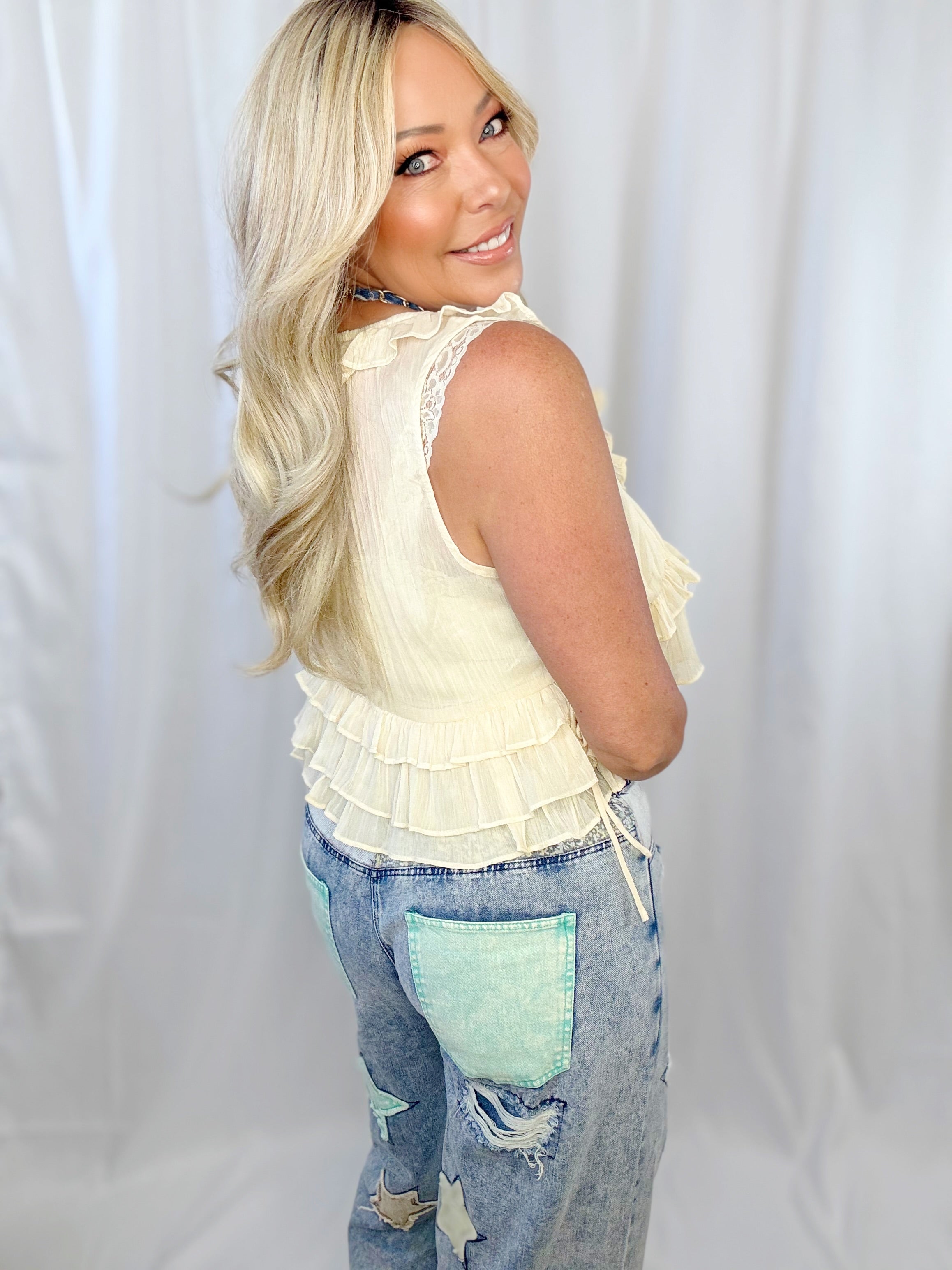 Gentle Melody Ruffle Top-Butter