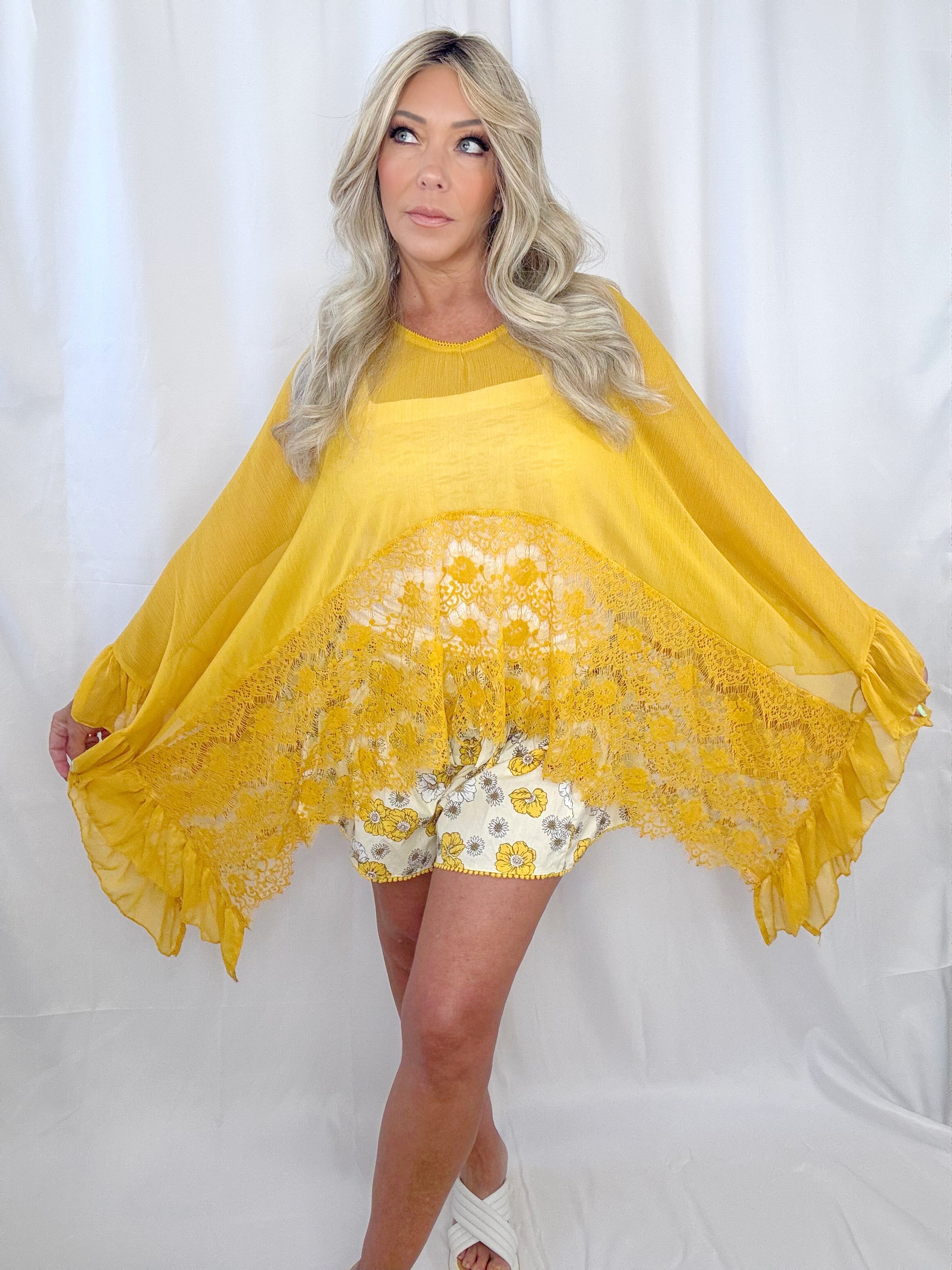 Petal Breeze Shorts-Yellow