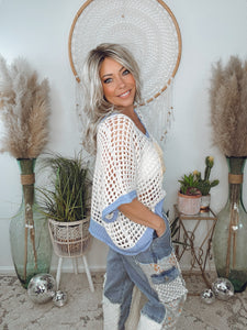 Wild Daisy Crochet Sweater-Ivory