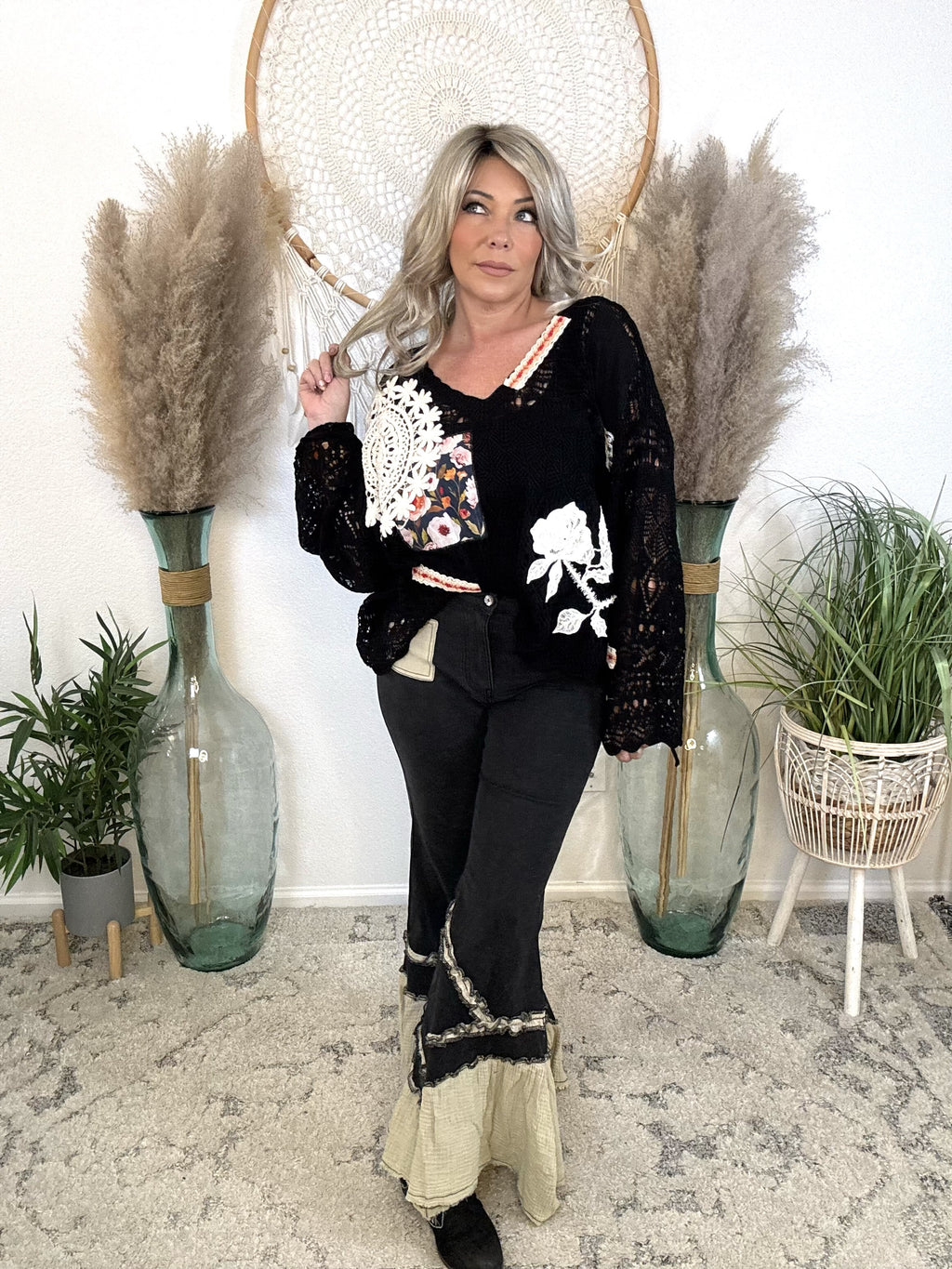 Black Dahlia Crochet Sweater