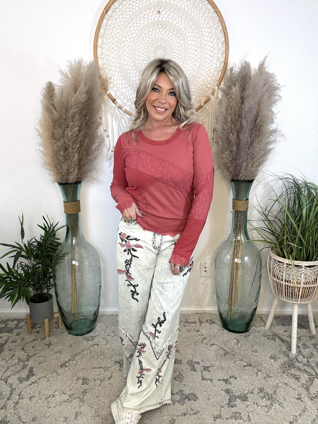 Wildflower Hearts Embroidered Jeans