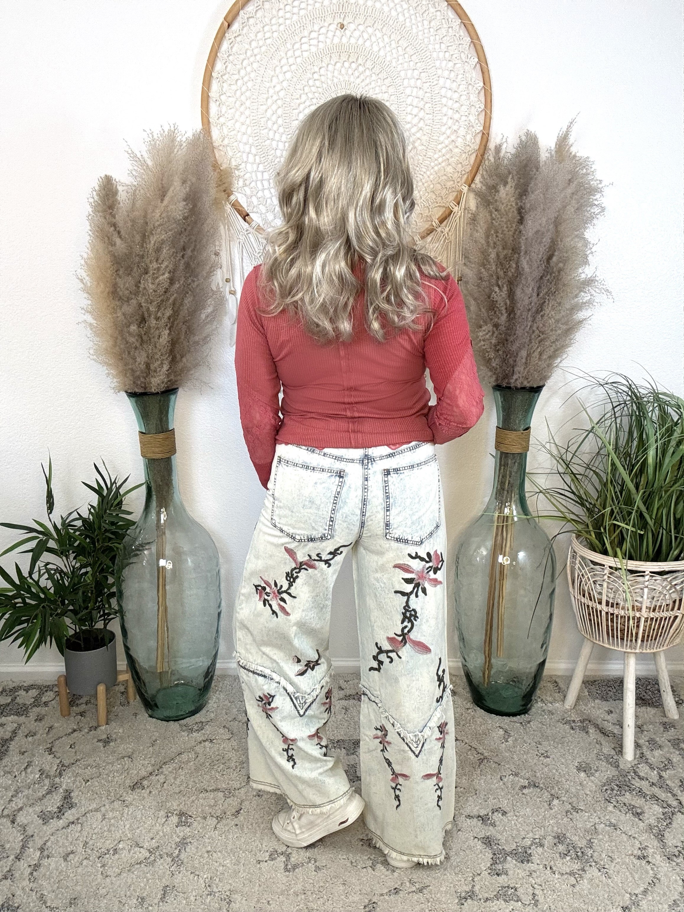 Wildflower Hearts Embroidered Jeans