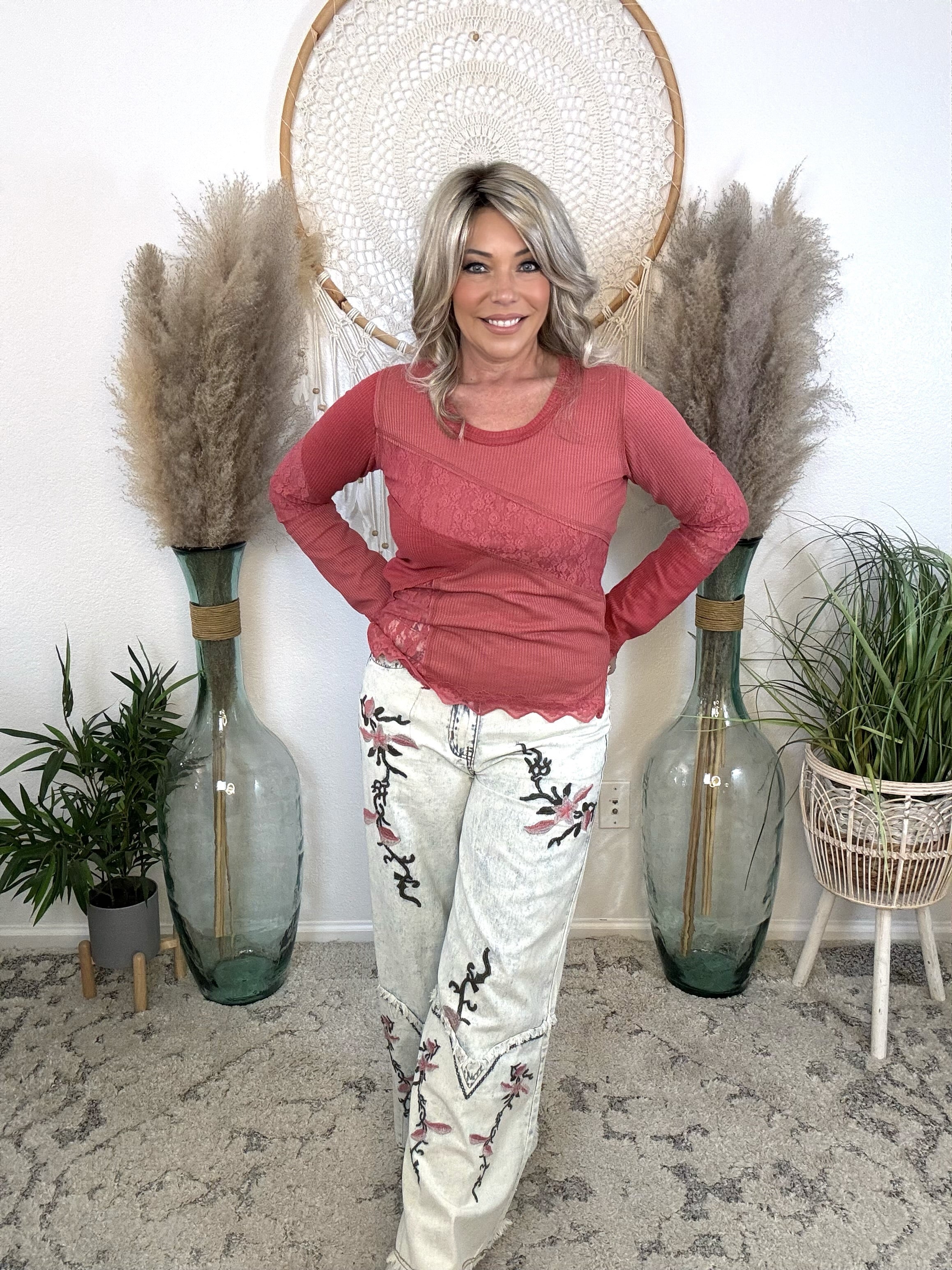 Crimson Petal Lace Thermal