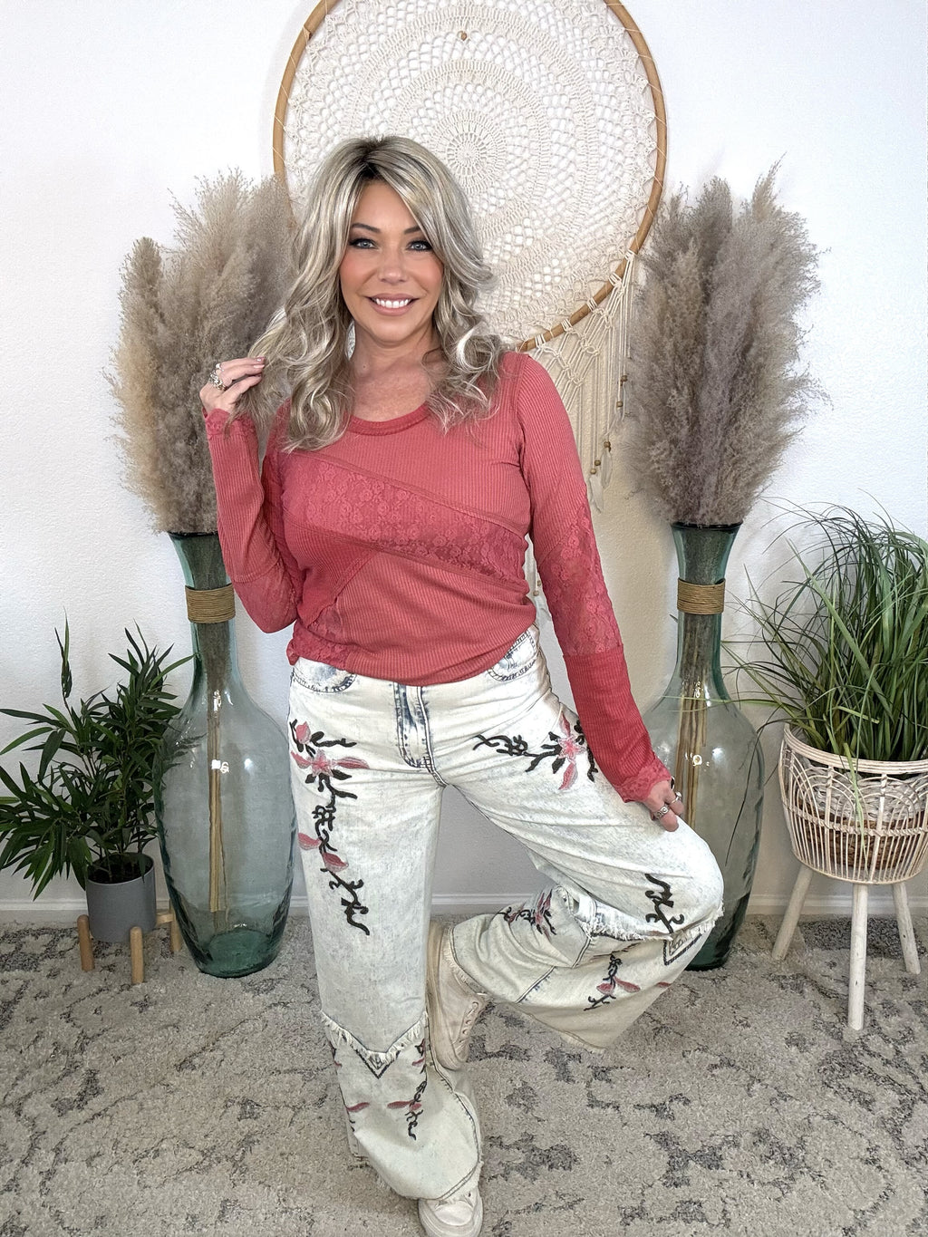 Wildflower Hearts Embroidered Jeans