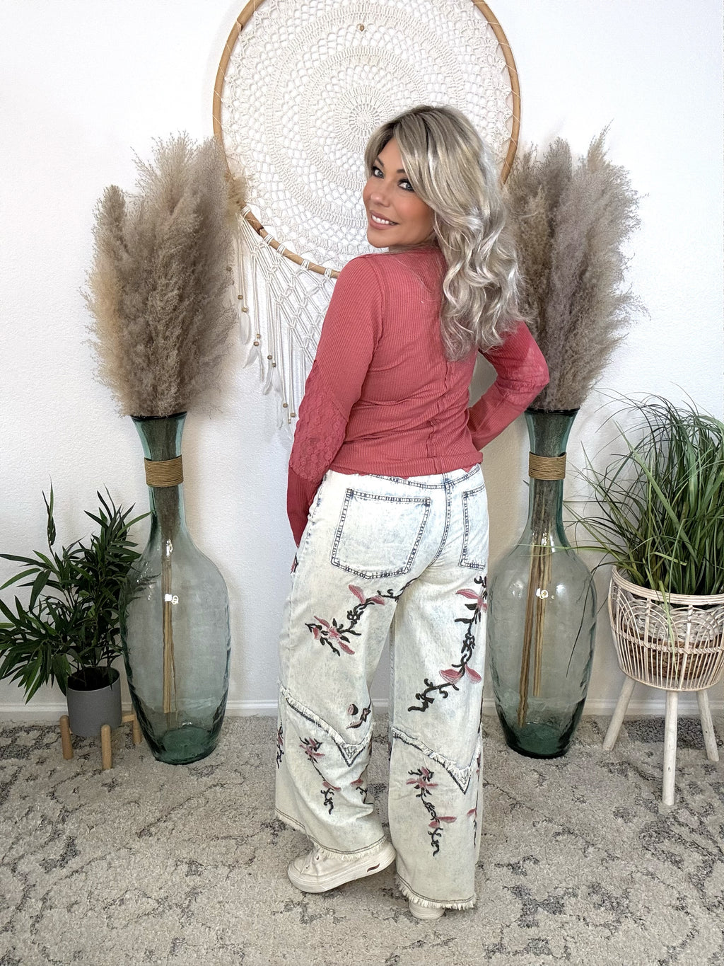 Wildflower Hearts Embroidered Jeans