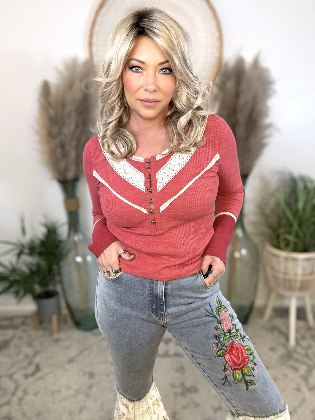 Scarlet Heart Crochet Henley