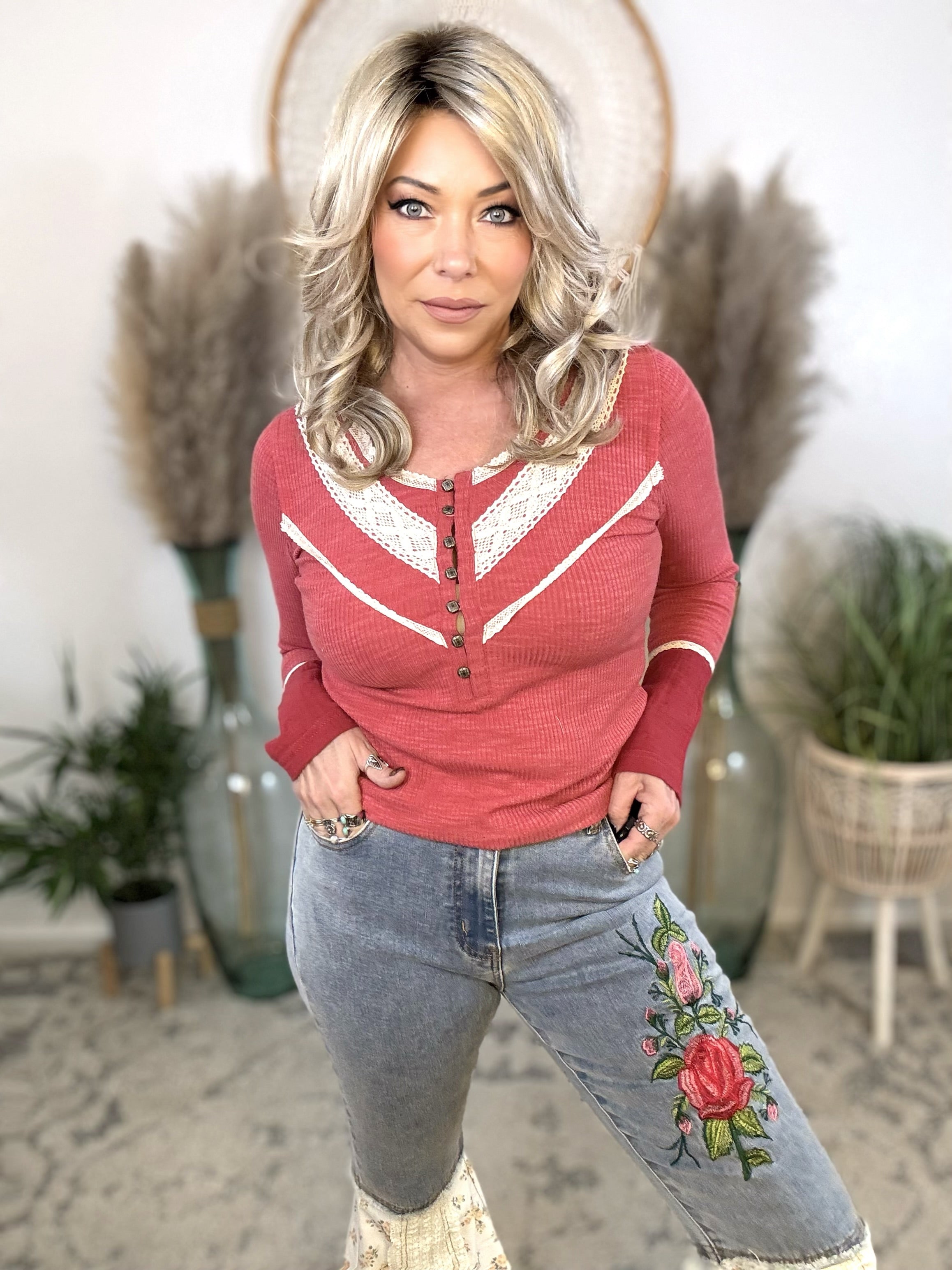 Scarlet Heart Crochet Henley