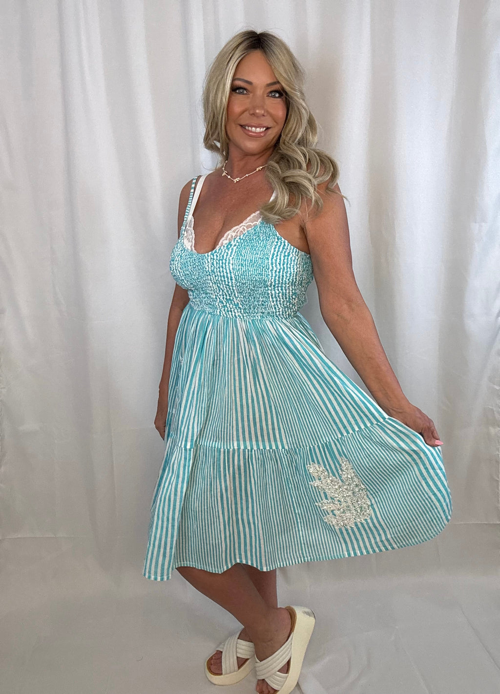 Ocean Glimmer Striped Dress