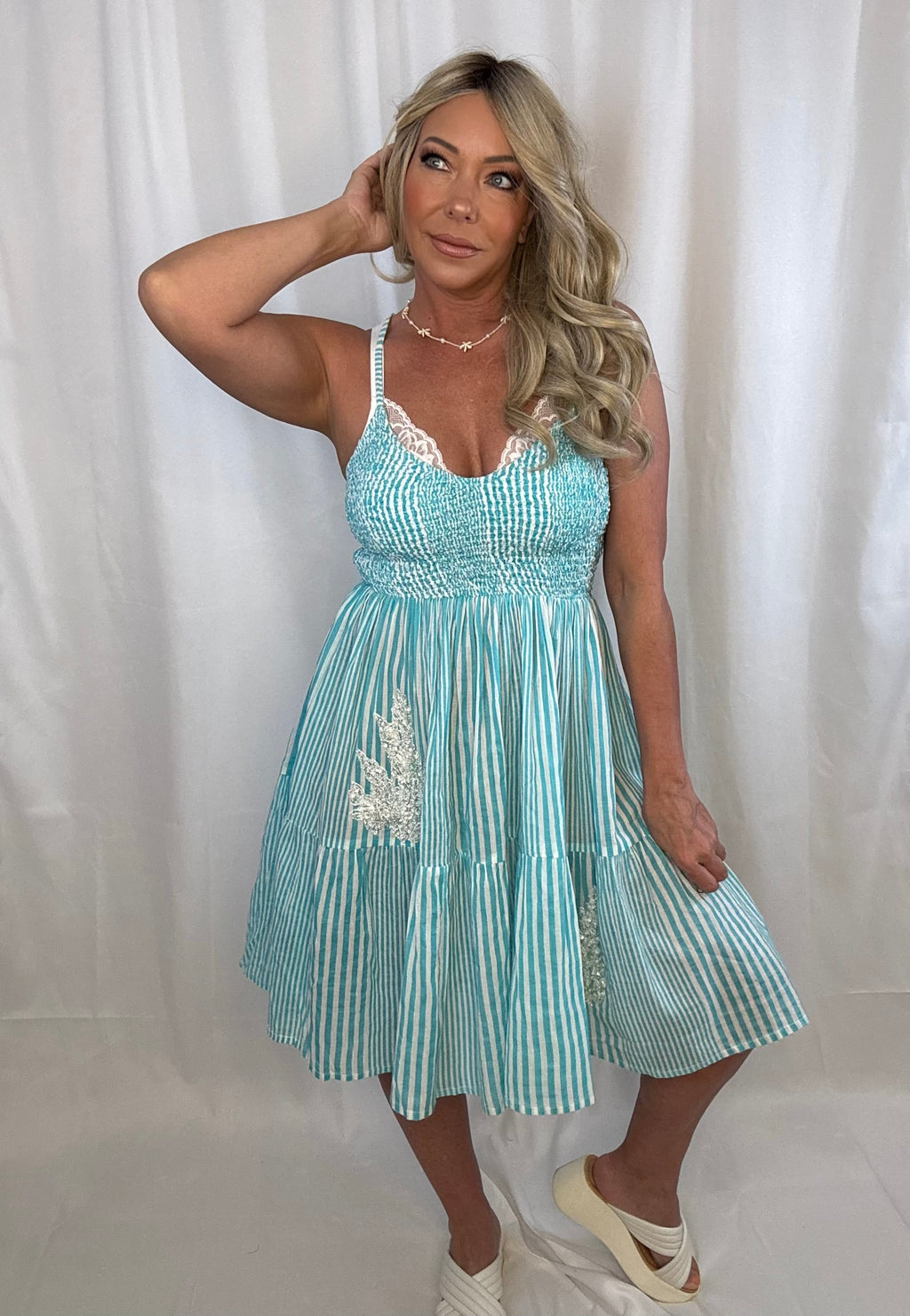 Ocean Glimmer Striped Dress