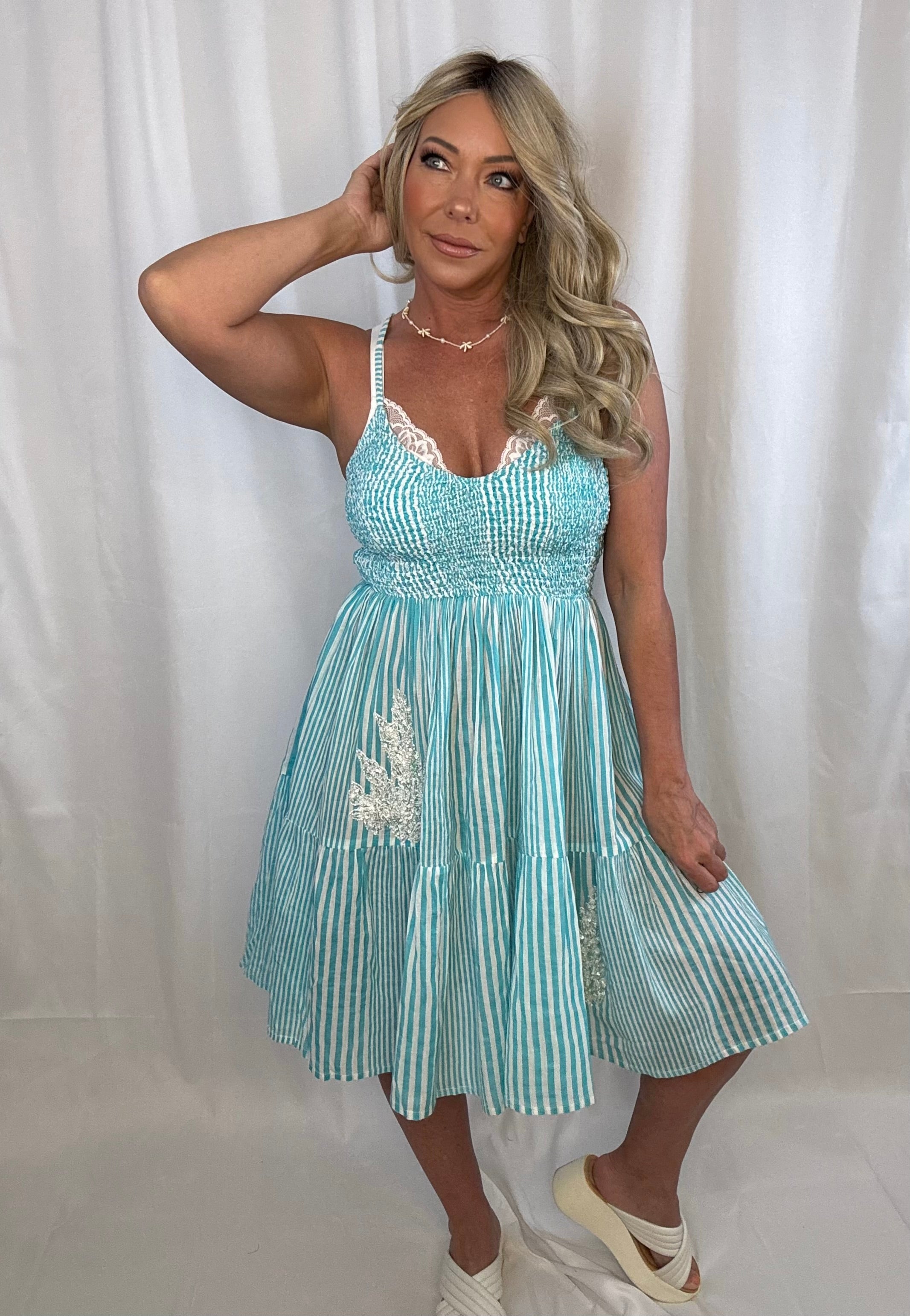 Ocean Glimmer Striped Dress