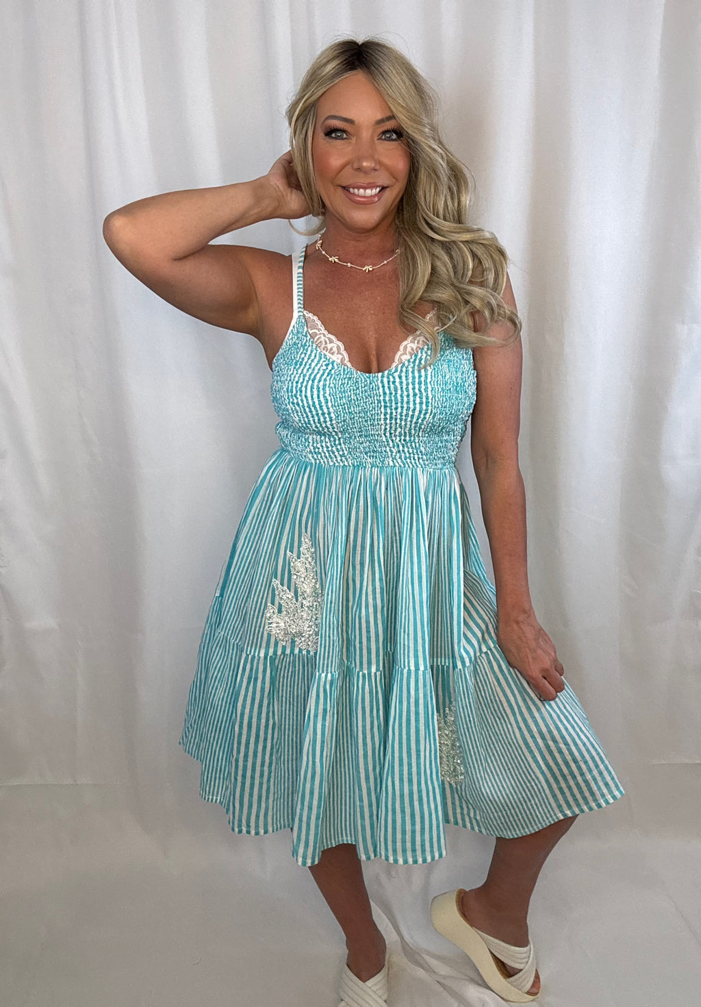 Ocean Glimmer Striped Dress