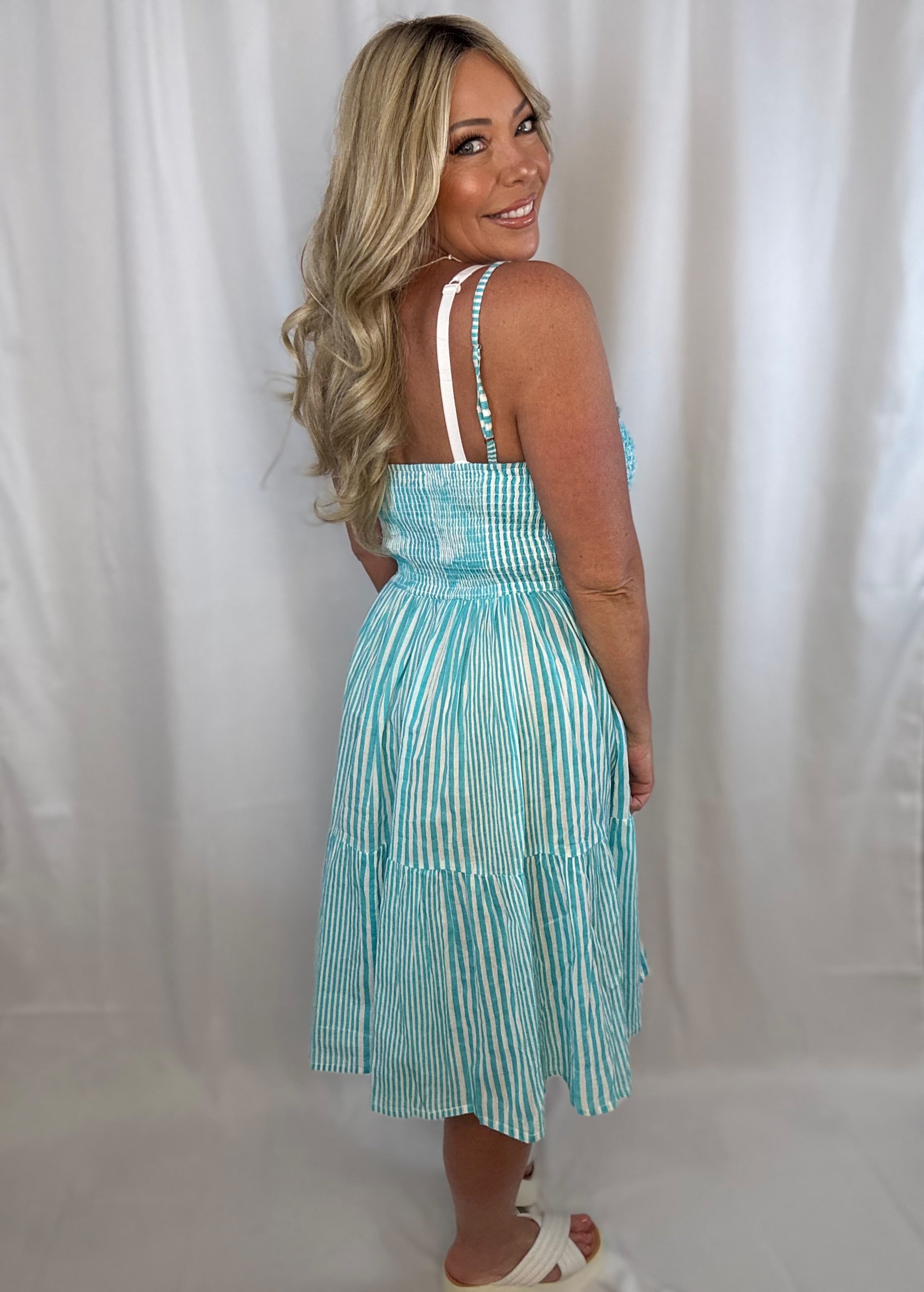 Ocean Glimmer Striped Dress