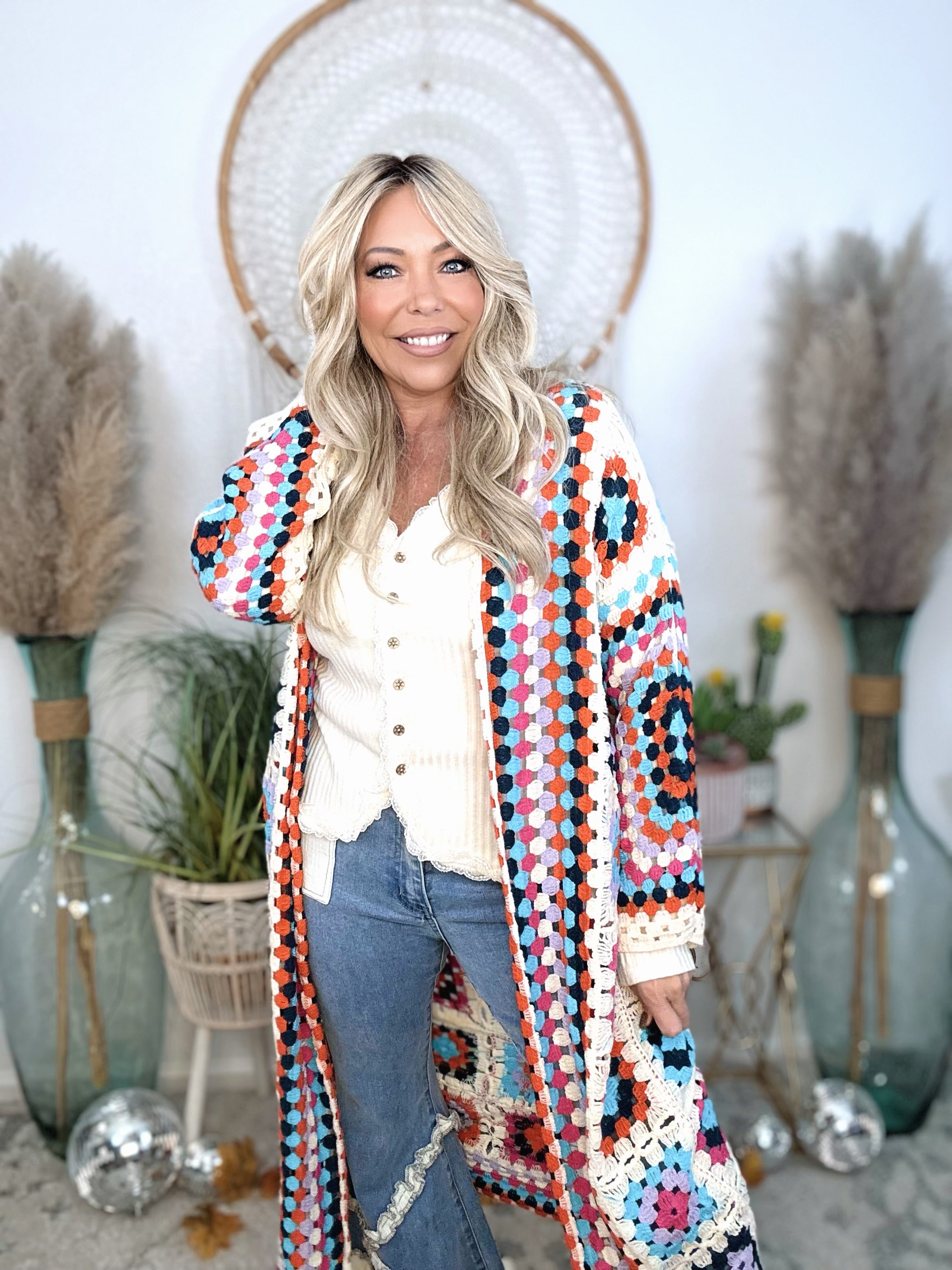 Soulful Wanderer Crochet Duster-Cream