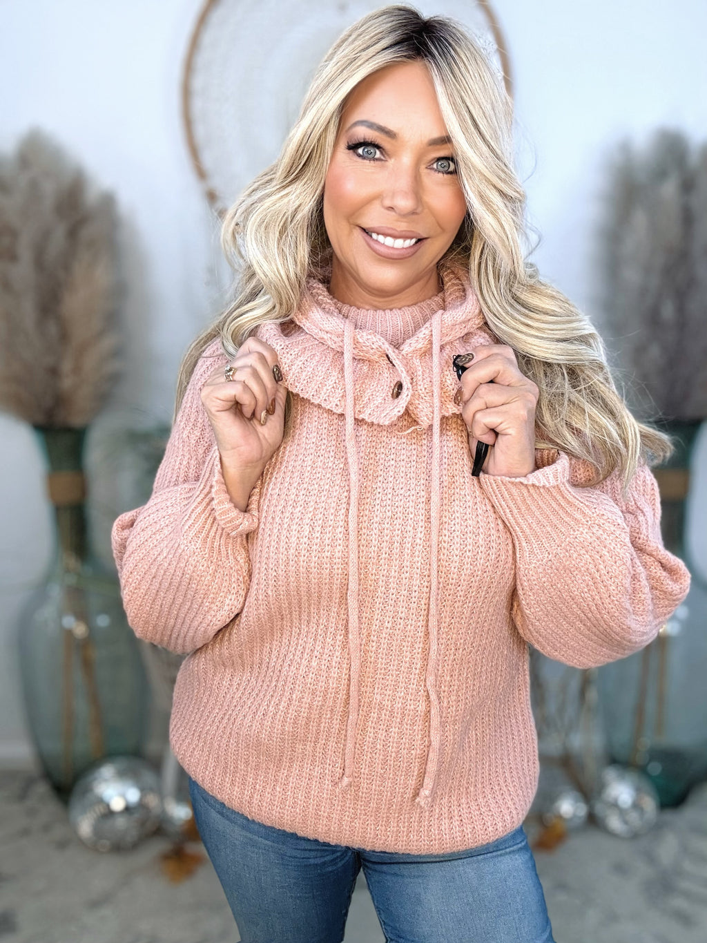 The Cloudknit Hooded Sweater-Pink