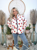 Campfire Luxe Fleece Jacket-Ivory/Floral Mix