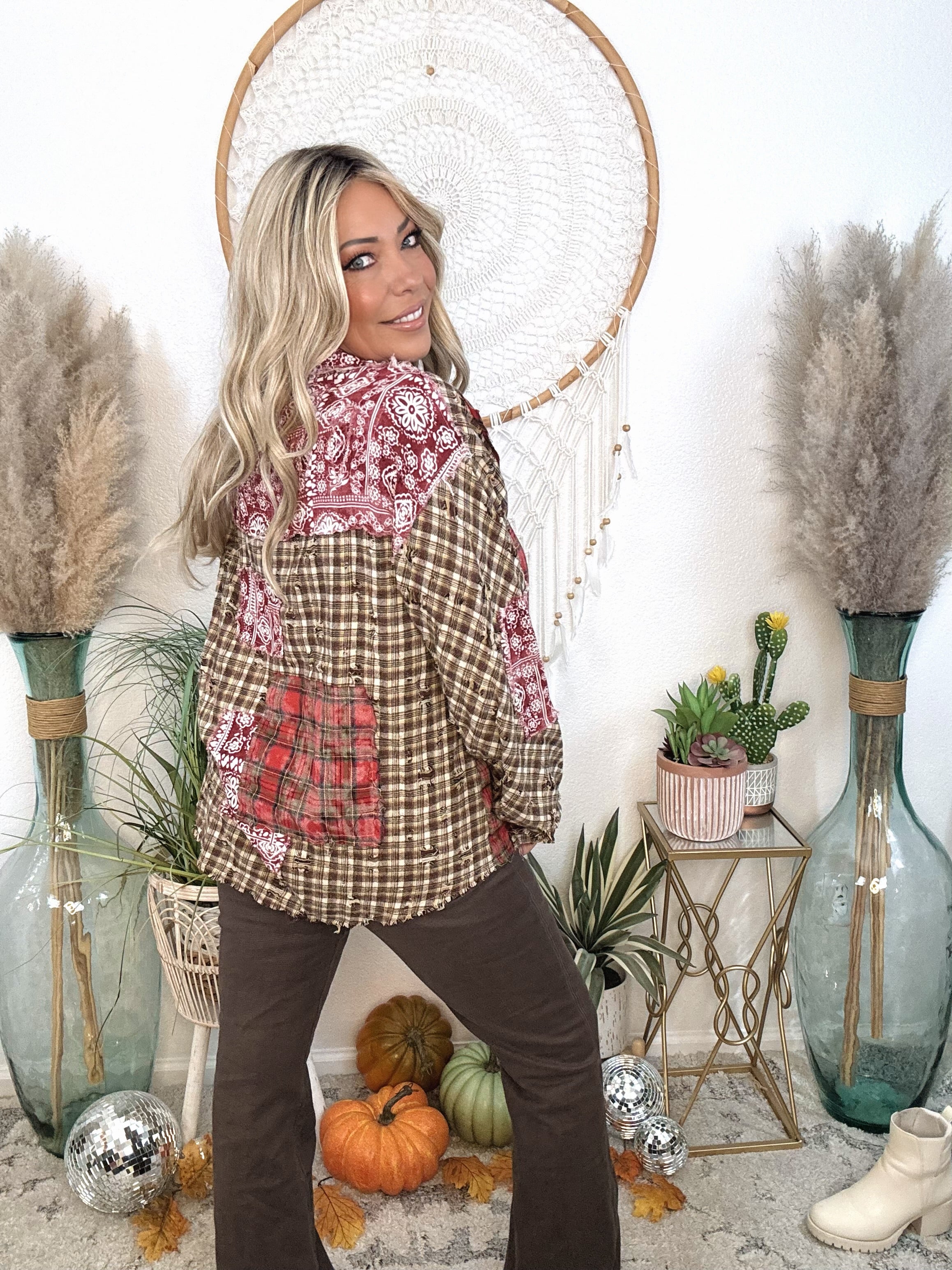 Fireside Fade Patchwork Top