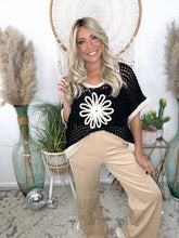 Load image into Gallery viewer, Wild Daisy Crochet Sweater-Black

