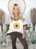 Wild Daisy Crochet Sweater-Brown