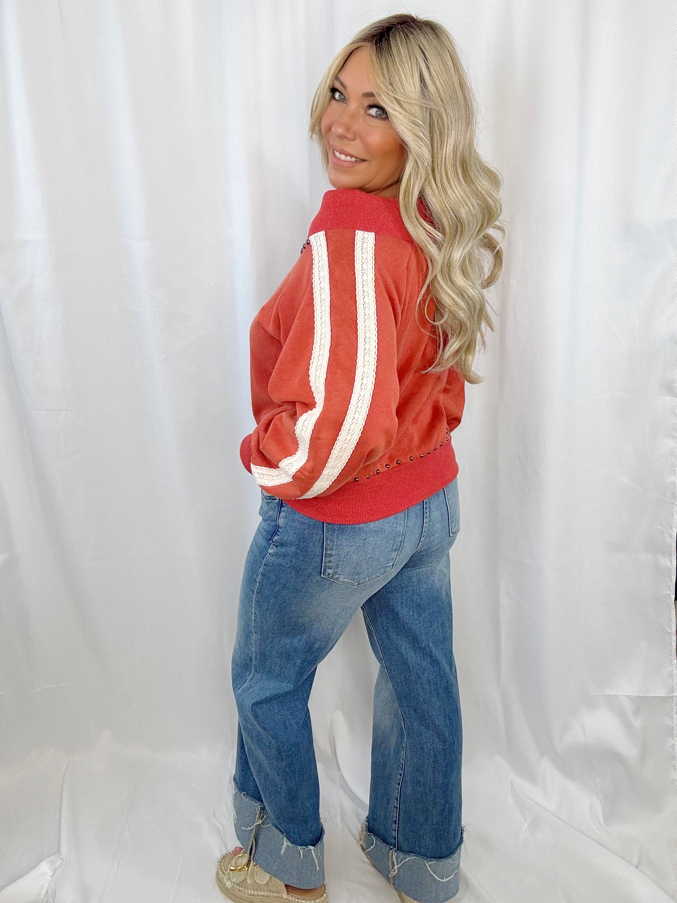 Red Tide Off-Shoulder Jacket