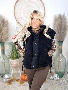 Fireside Faux Fur Vest-Black